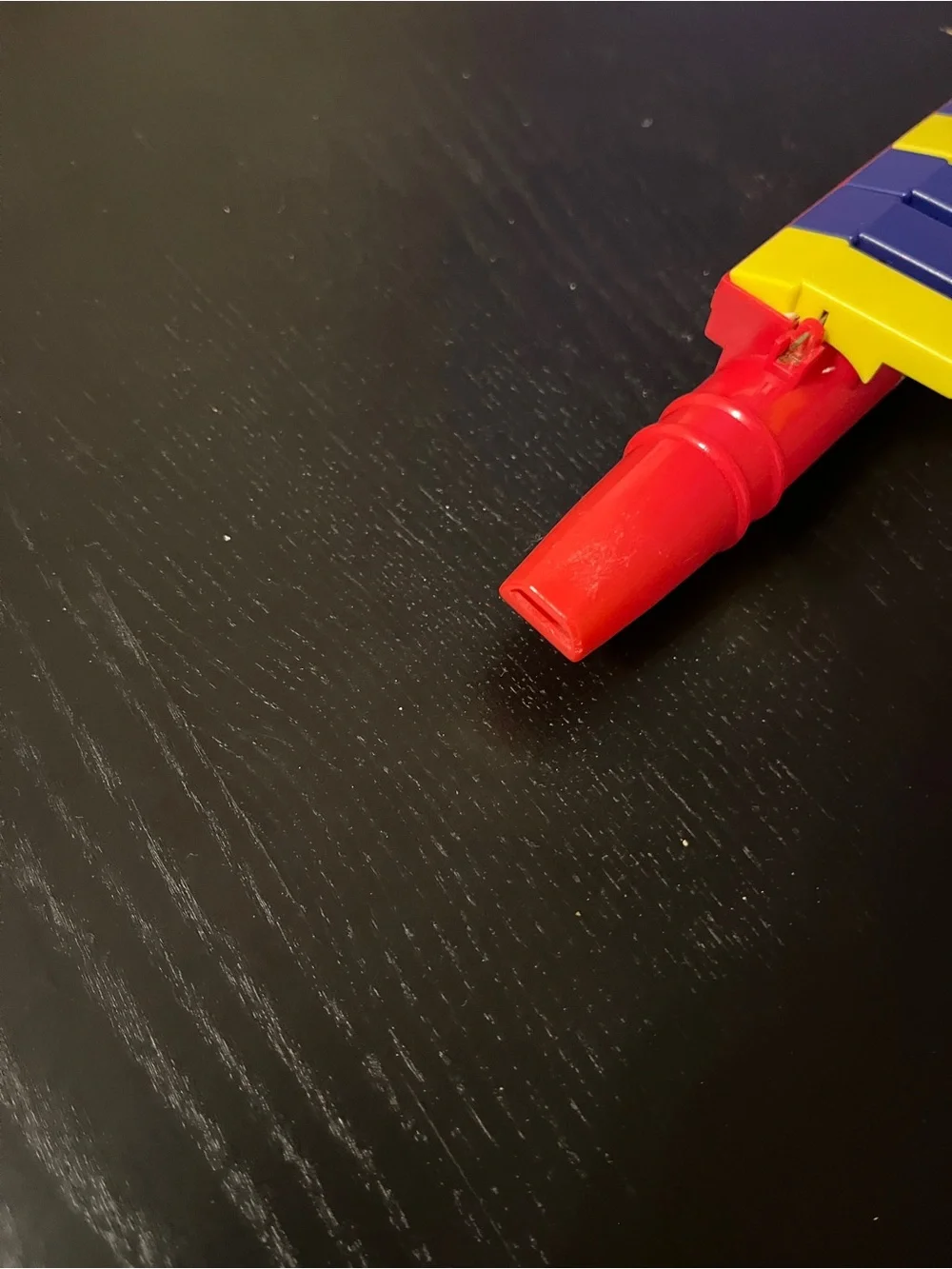 Vintage Toy Saxophone Clarinet Red Blue Yellow Plastic Keyed Horn 12”